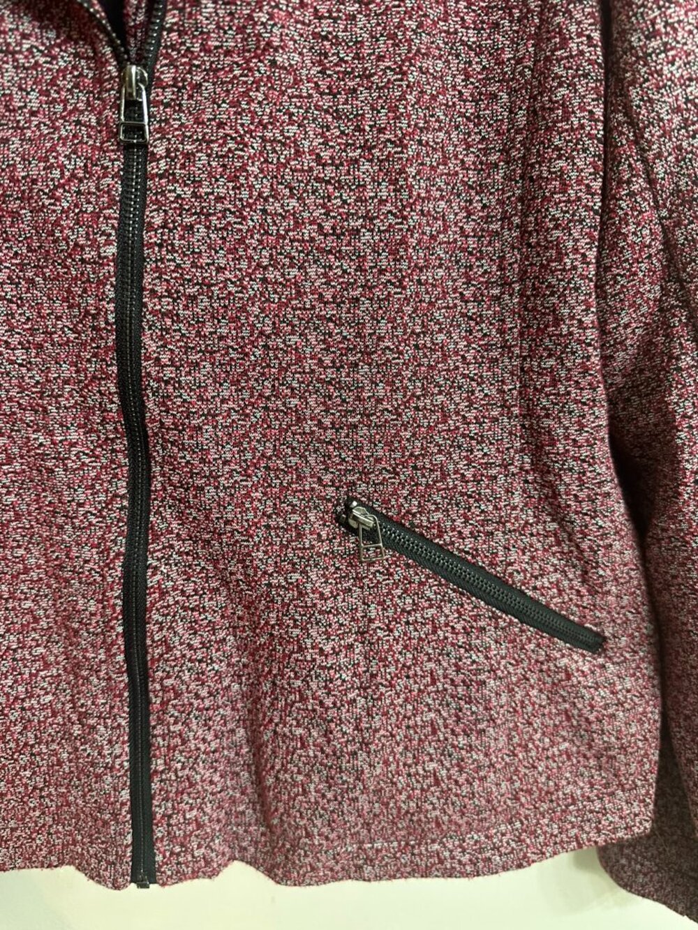 Westport 1X Marled Knit Moto Jacket Burgundy Zip Biker Plus Size - Picture 6 of 12